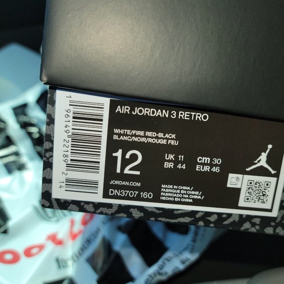 2022 Jordan Retro 3 Fire Reds Size 12 - Picture 6 of 8